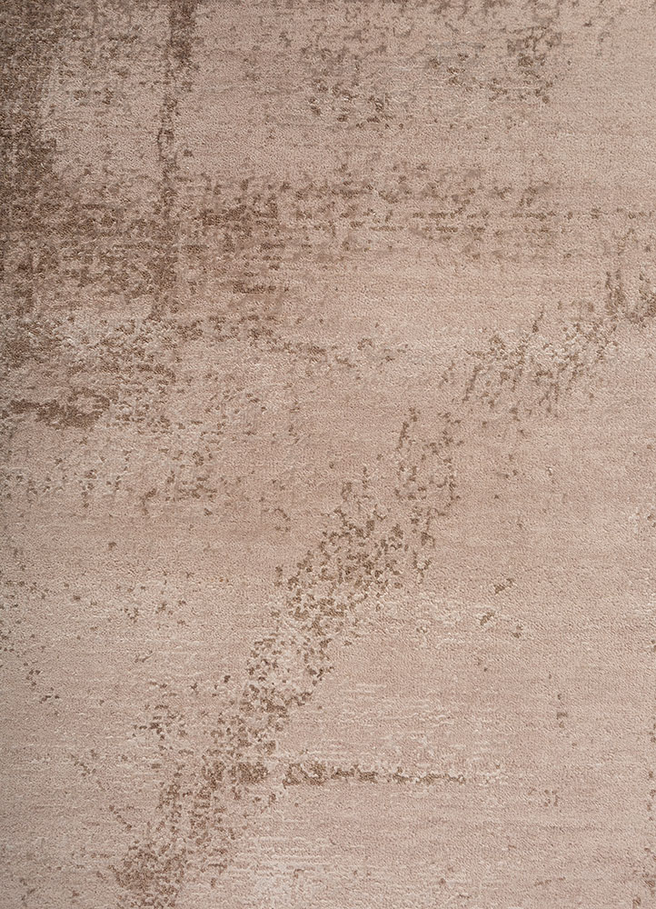 entropy beige and brown wool and bamboo silk Hand Knotted Rug - CloseUp