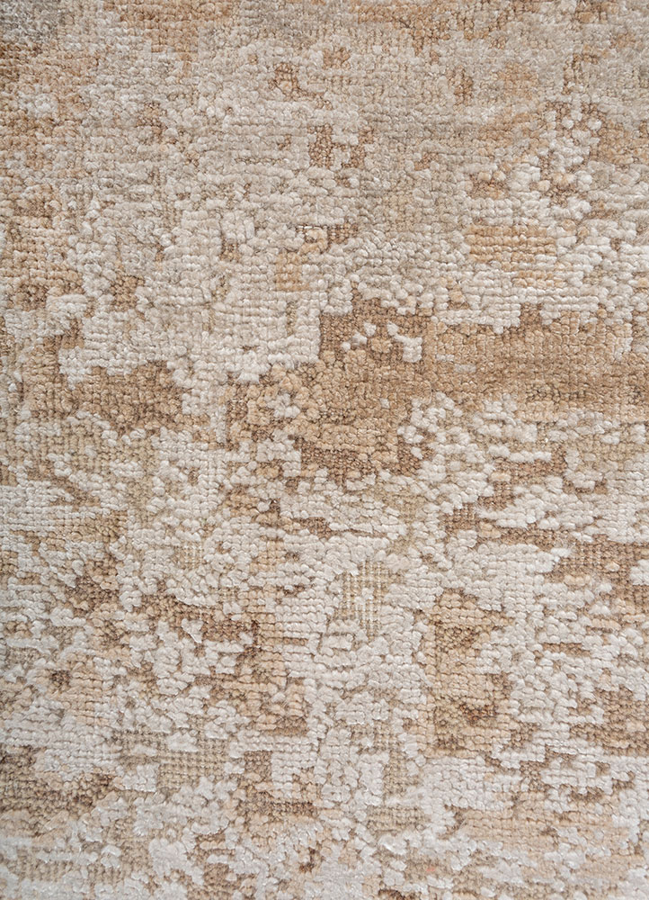 far east ivory wool and bamboo silk Hand Knotted Rug - CloseUp
