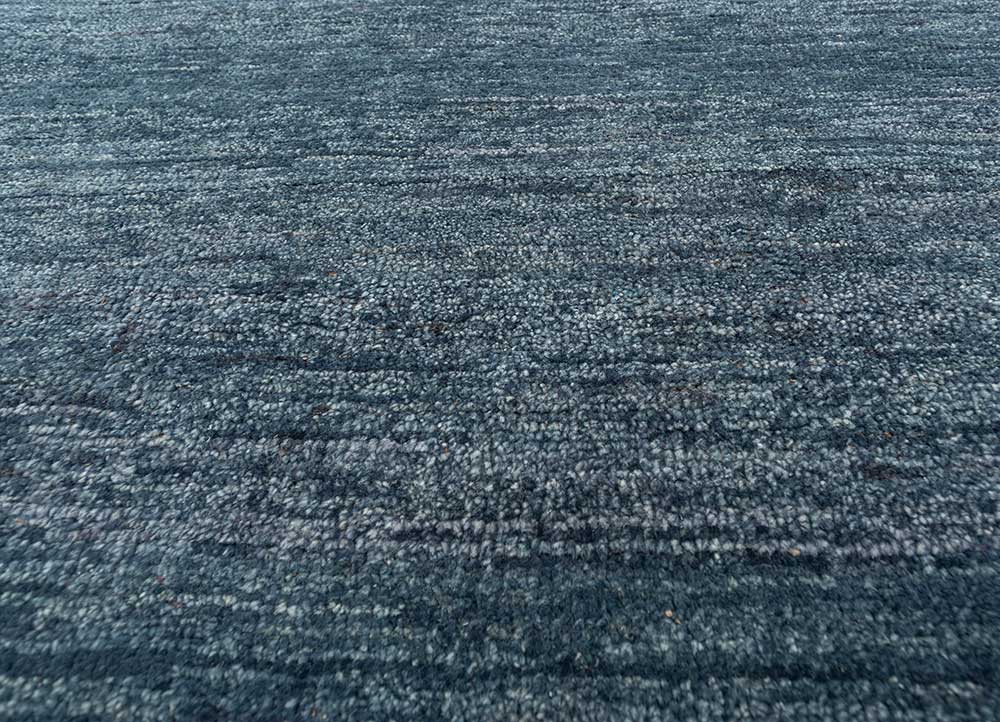 blythe blue afghan wool and jute Hand Knotted Rug - CloseUp