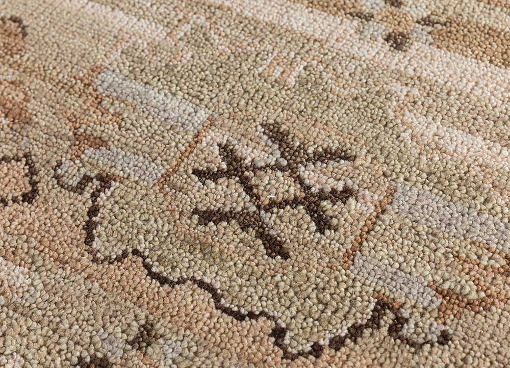 savana beige and brown wool Hand Knotted Rug - CloseUp