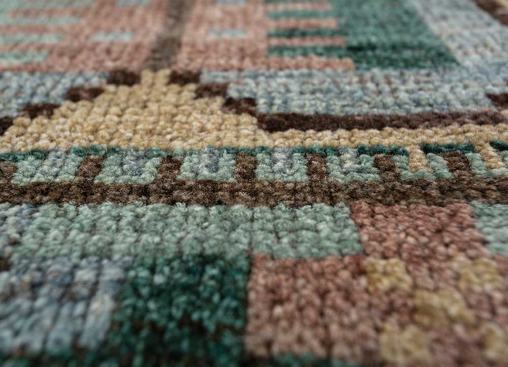 savana blue afghan wool Hand Knotted Rug - CloseUp