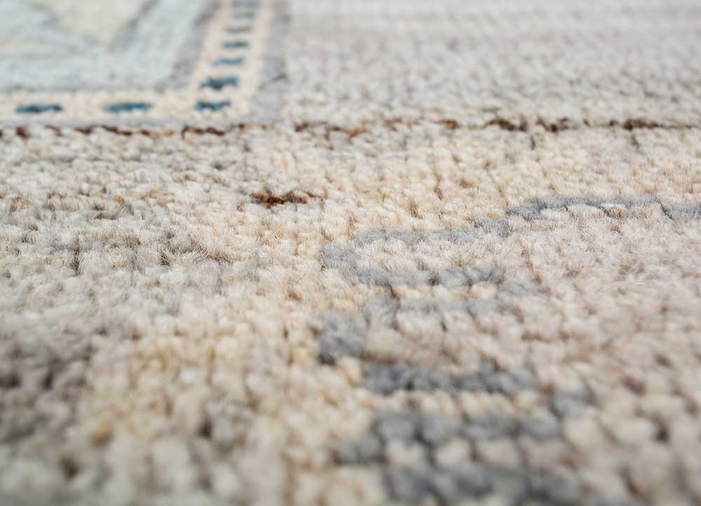 thyme blue wool Hand Knotted Rug - CloseUp