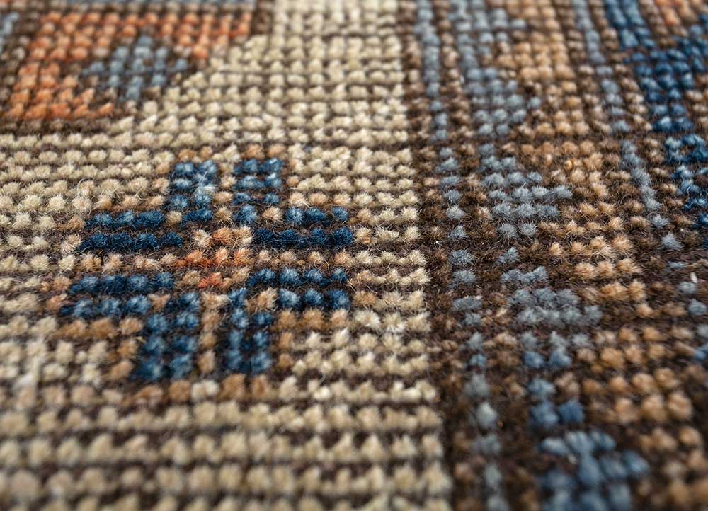 savana blue wool Hand Knotted Rug - CloseUp