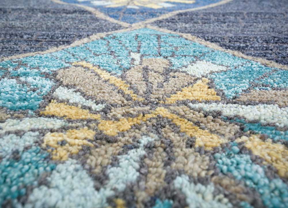 clan multi afghan wool Hand Knotted Rug - CloseUp
