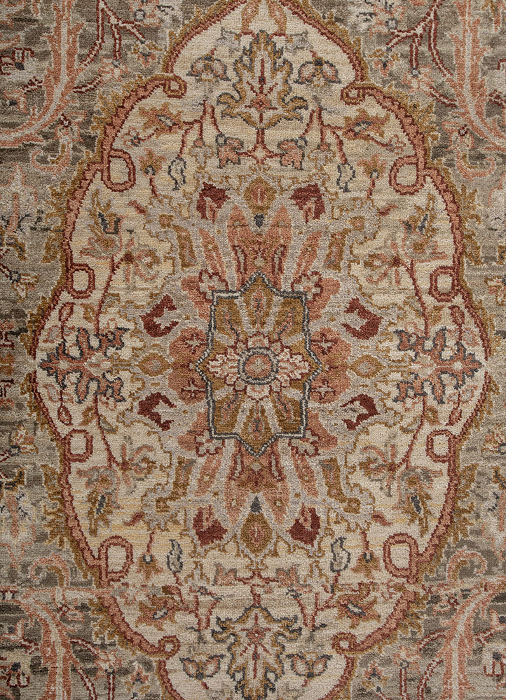 someplace in time beige and brown wool Hand Knotted Rug - CloseUp someplace in time beige and brown wool Hand Knotted Rug - CloseUp