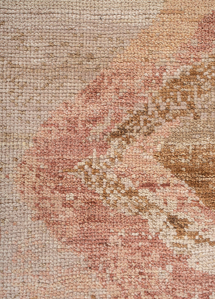 aprezo beige and brown wool Hand Knotted Rug - CloseUp