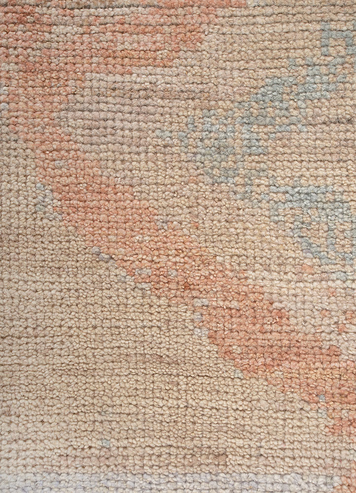aprezo beige and brown wool Hand Knotted Rug - CloseUp