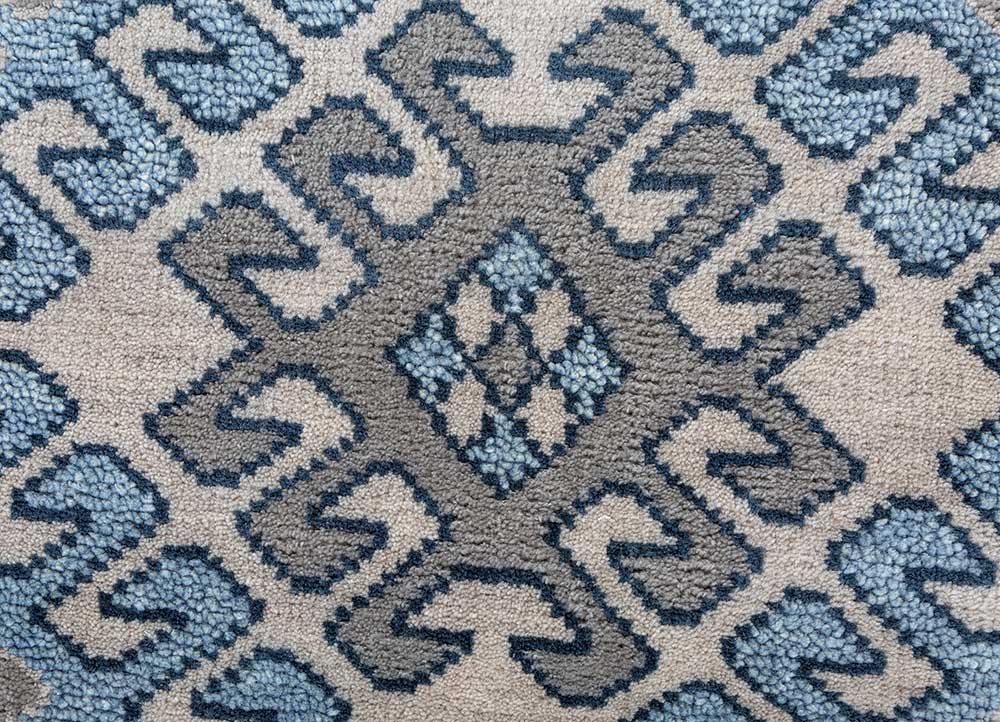 savana blue wool Hand Knotted Rug - CloseUp