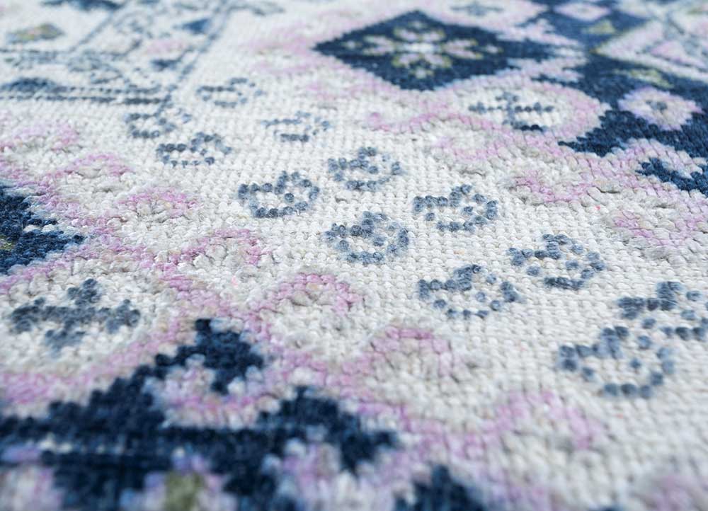 cyanna blue wool and silk Hand Knotted Rug - CloseUp