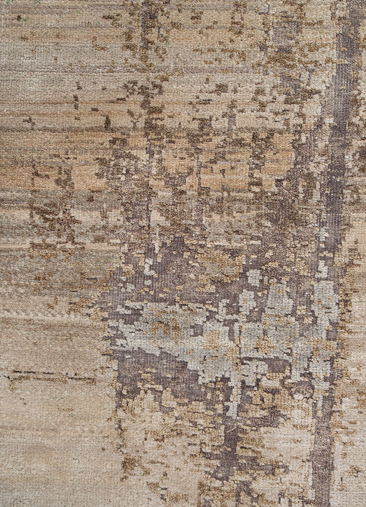 entropy ivory wool and silk Hand Knotted Rug - CloseUp