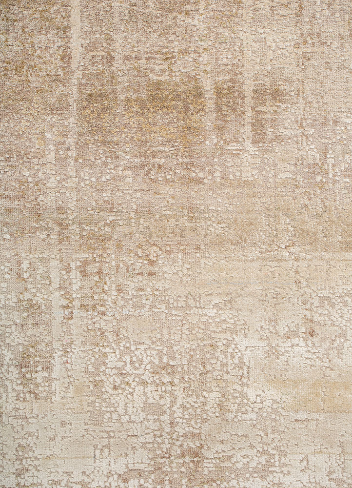 entropy ivory wool and silk Hand Knotted Rug - CloseUp