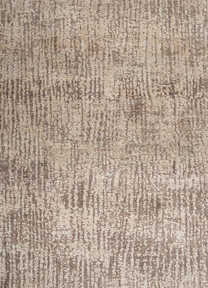 entropy ivory wool and silk Hand Knotted Rug - CloseUp
