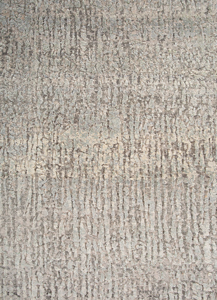 entropy grey and black wool and silk Hand Knotted Rug - CloseUp