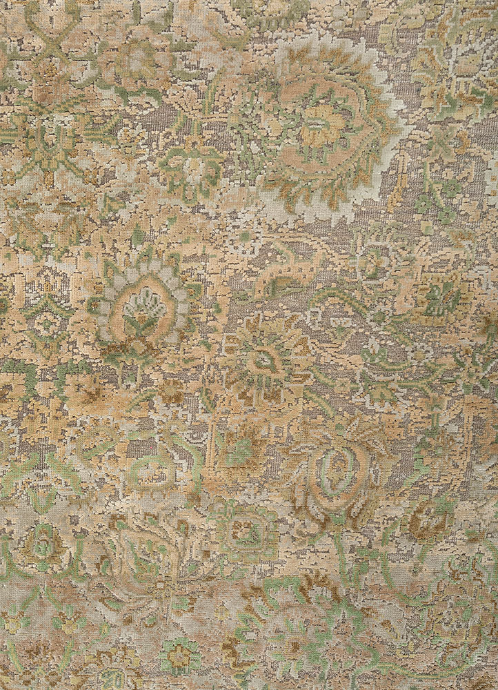 aurora blue wool and silk Hand Knotted Rug - CloseUp