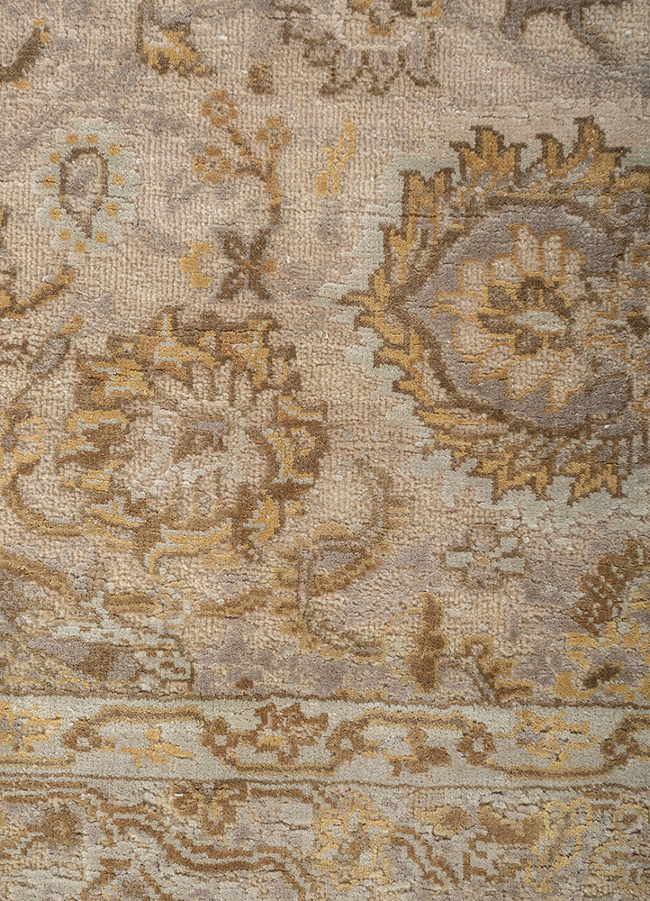 aurora blue wool and silk Hand Knotted Rug - CloseUp