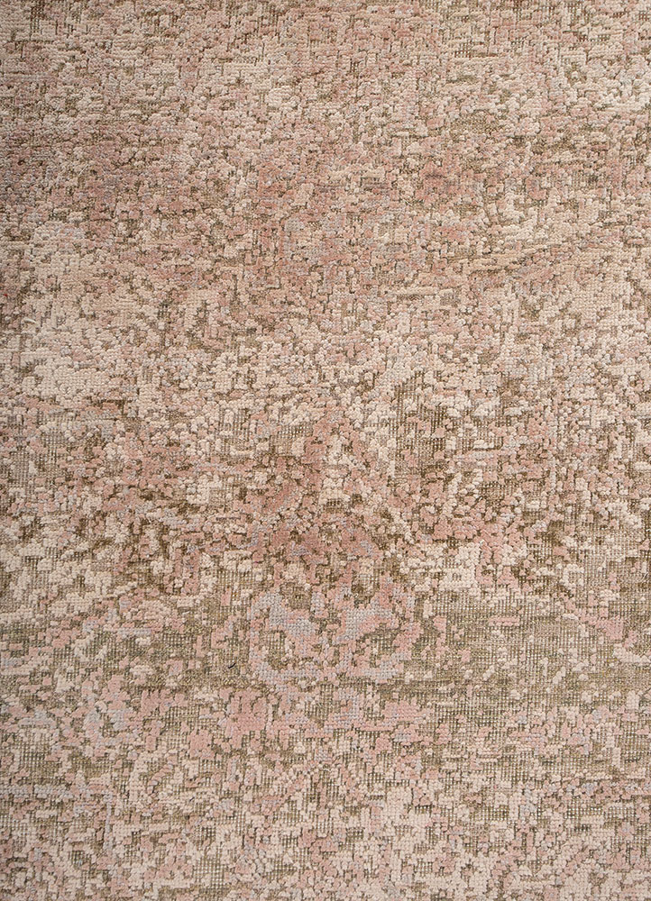aurora beige and brown wool and silk Hand Knotted Rug - CloseUp