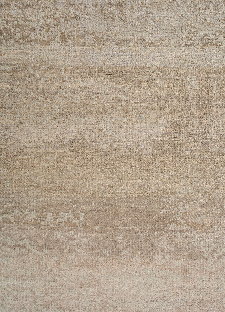 entropy beige and brown wool and silk Hand Knotted Rug - CloseUp