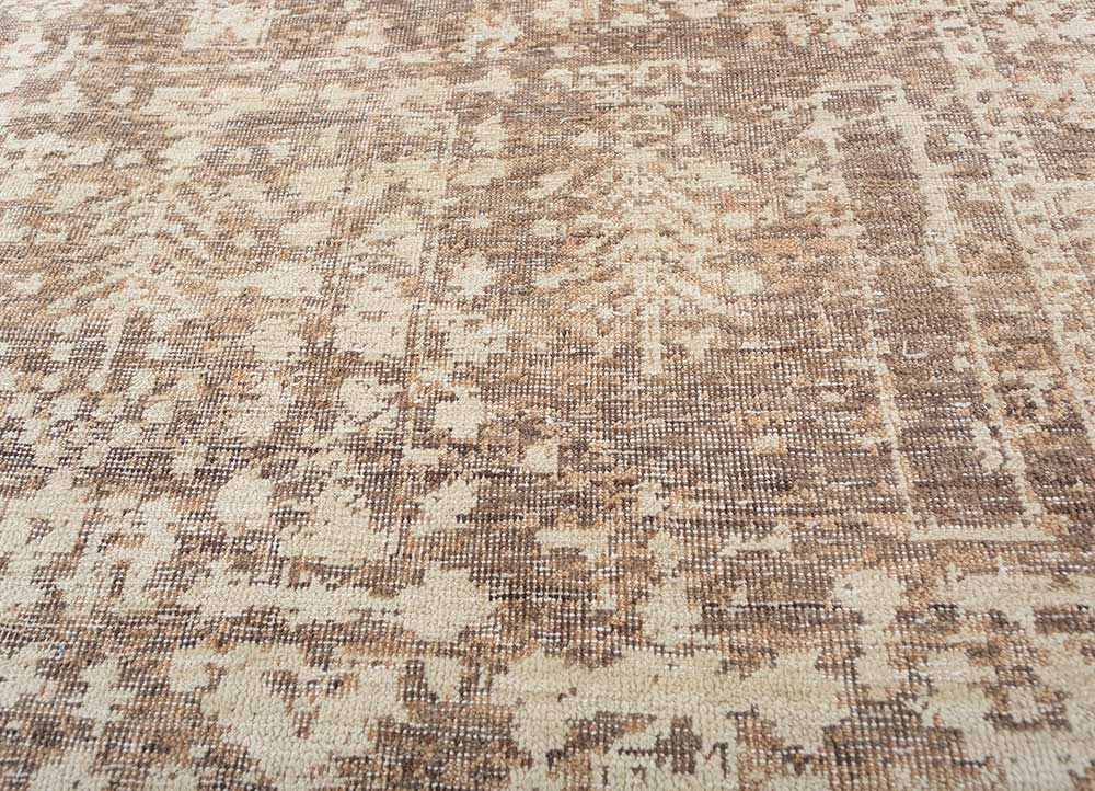 cyanna beige and brown wool and silk Hand Knotted Rug - CloseUp