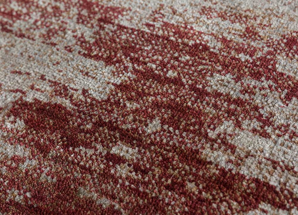 tattvam red and orange wool and silk Hand Knotted Rug - CloseUp