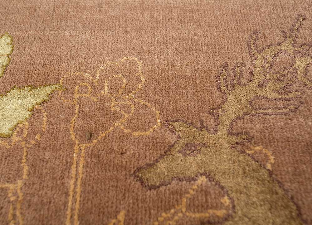 majnun beige and brown wool and silk Hand Knotted Rug - CloseUp majnun beige and brown wool and silk Hand Knotted Rug - CloseUp