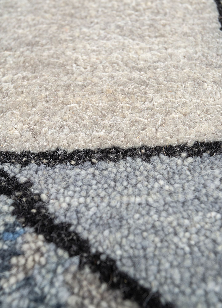 playing with tradition blue wool and silk Hand Knotted Rug - CloseUp playing with tradition blue wool and silk Hand Knotted Rug - CloseUp