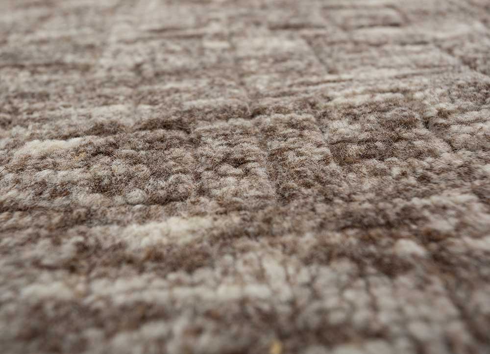 manifest beige and brown wool Hand Knotted Rug - CloseUp