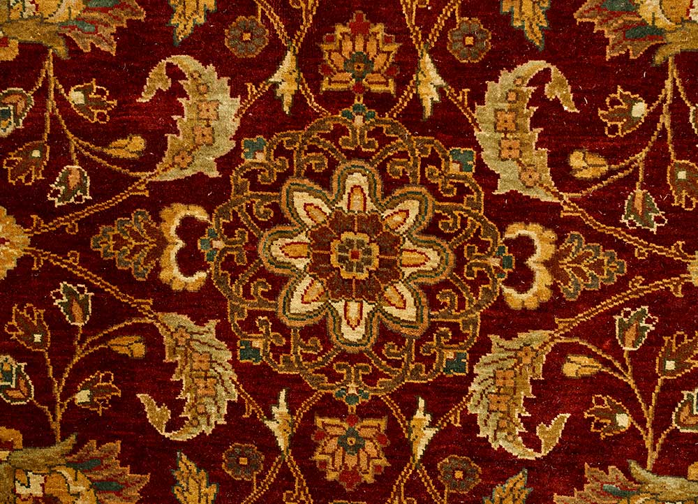 aurora red and orange silk Hand Knotted Rug - CloseUp