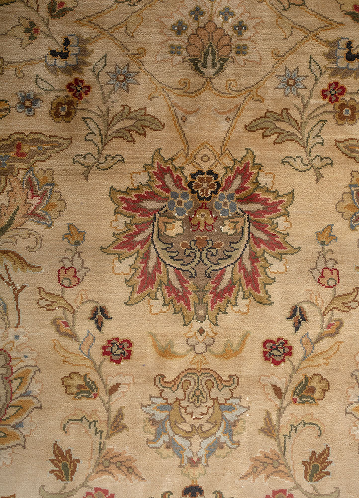 aurora beige and brown silk Hand Knotted Rug - CloseUp
