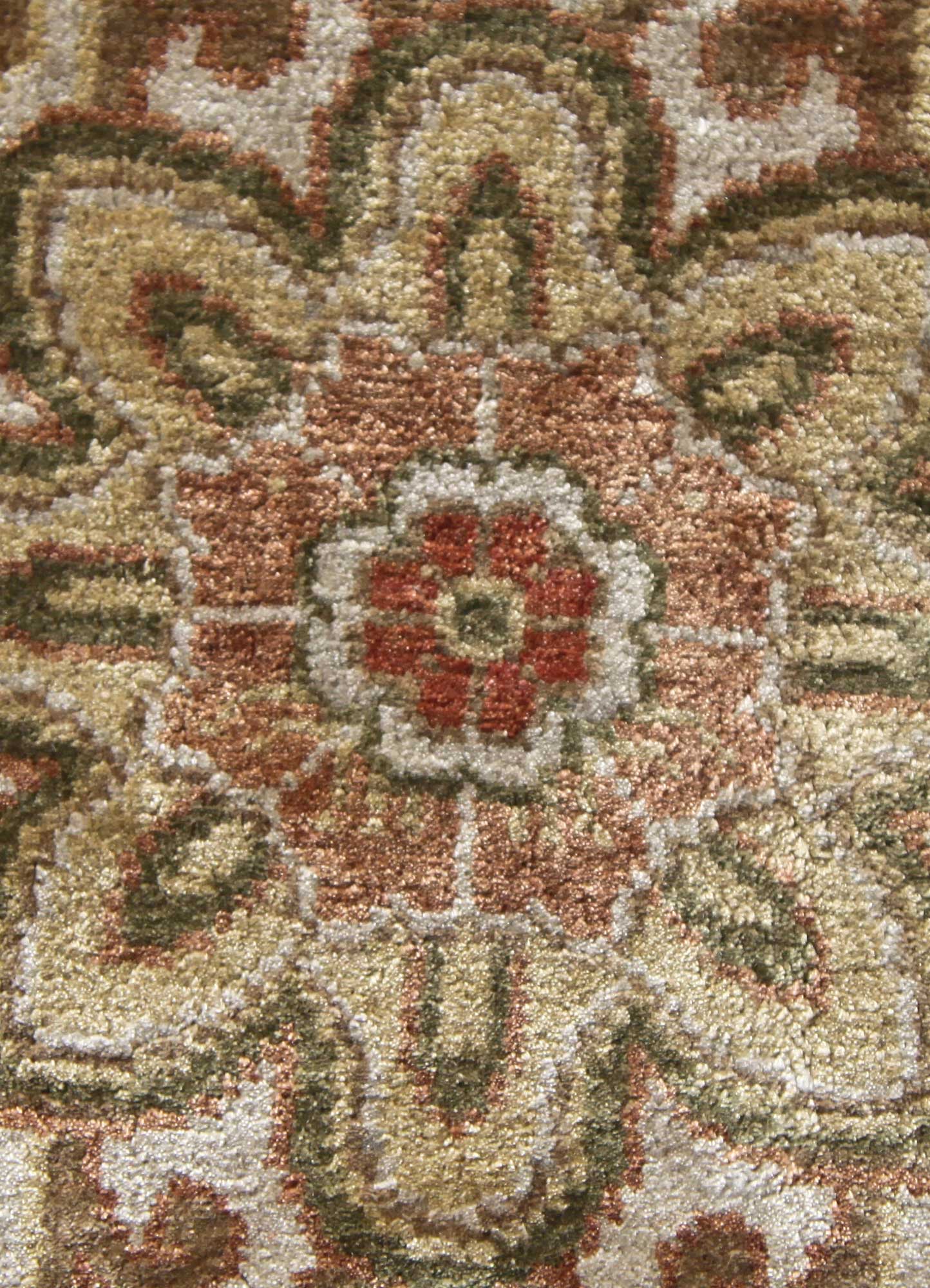 aurora red and orange silk Hand Knotted Rug - CloseUp