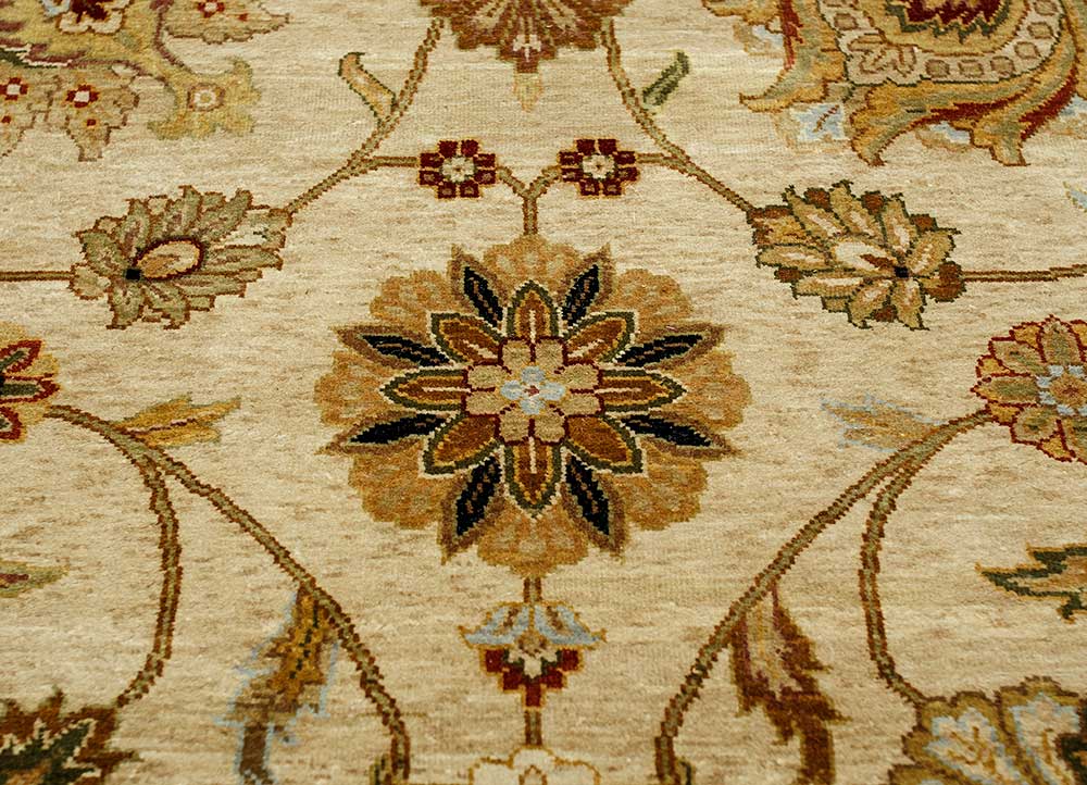 aurora beige and brown silk Hand Knotted Rug - CloseUp