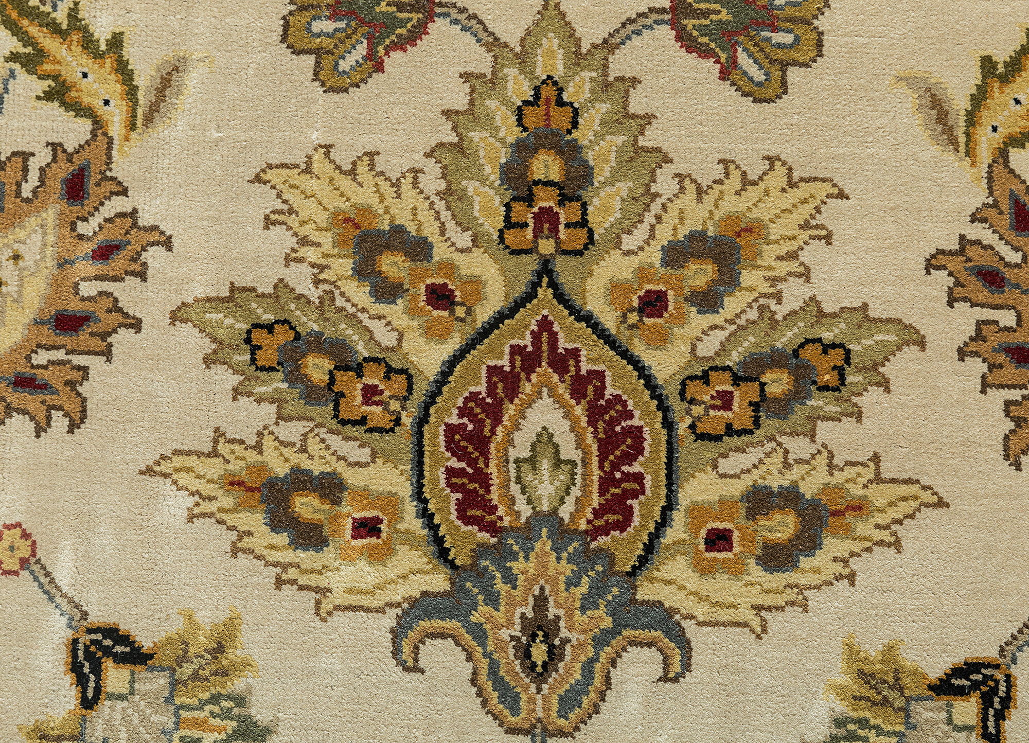 aurora beige and brown silk Hand Knotted Rug - CloseUp