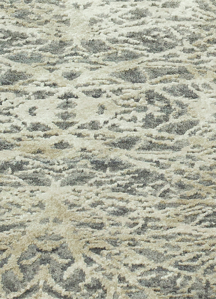 far east grey and black wool and silk Hand Knotted Rug - CloseUp far east grey and black wool and silk Hand Knotted Rug - CloseUp