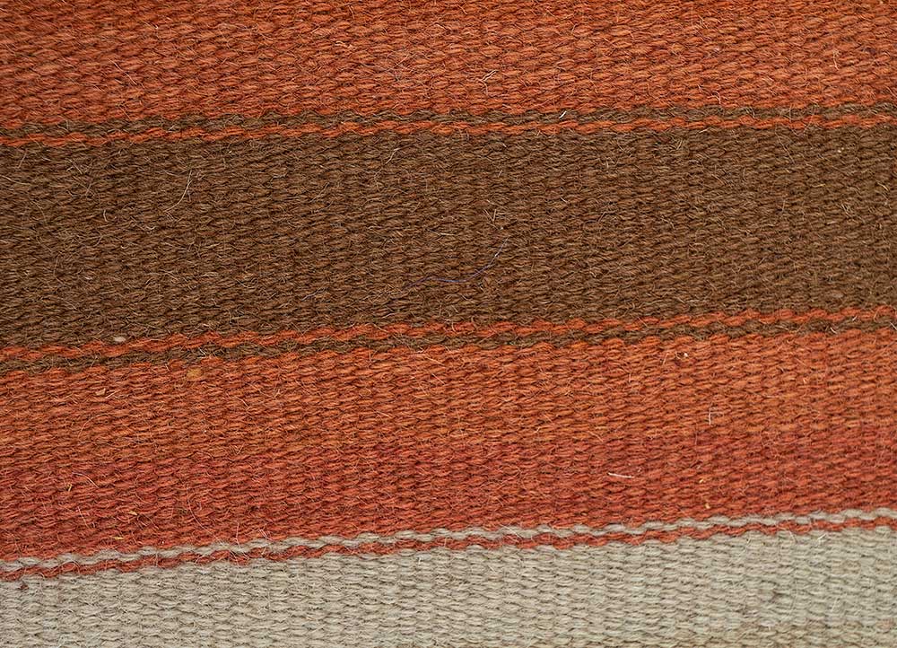 indusbar red and orange wool Flat Weaves Rug - CloseUp