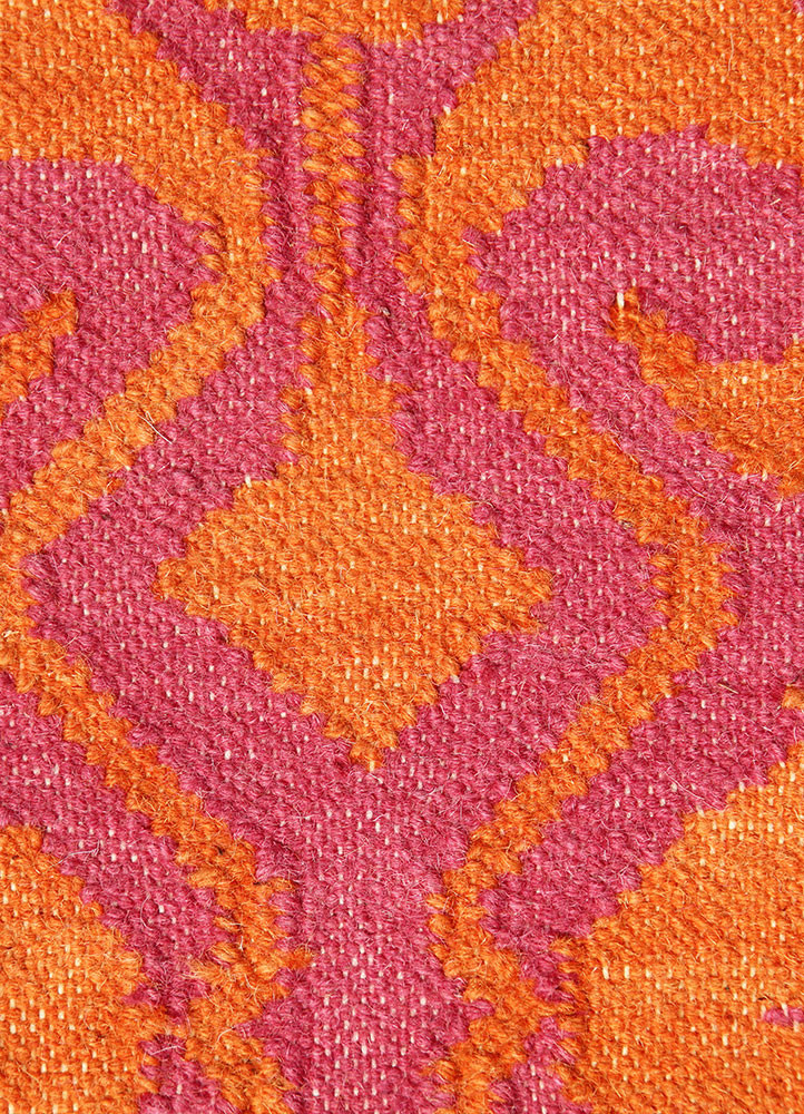 indusbar pink and purple wool Flat Weaves Rug - CloseUp indusbar pink and purple wool Flat Weaves Rug - CloseUp