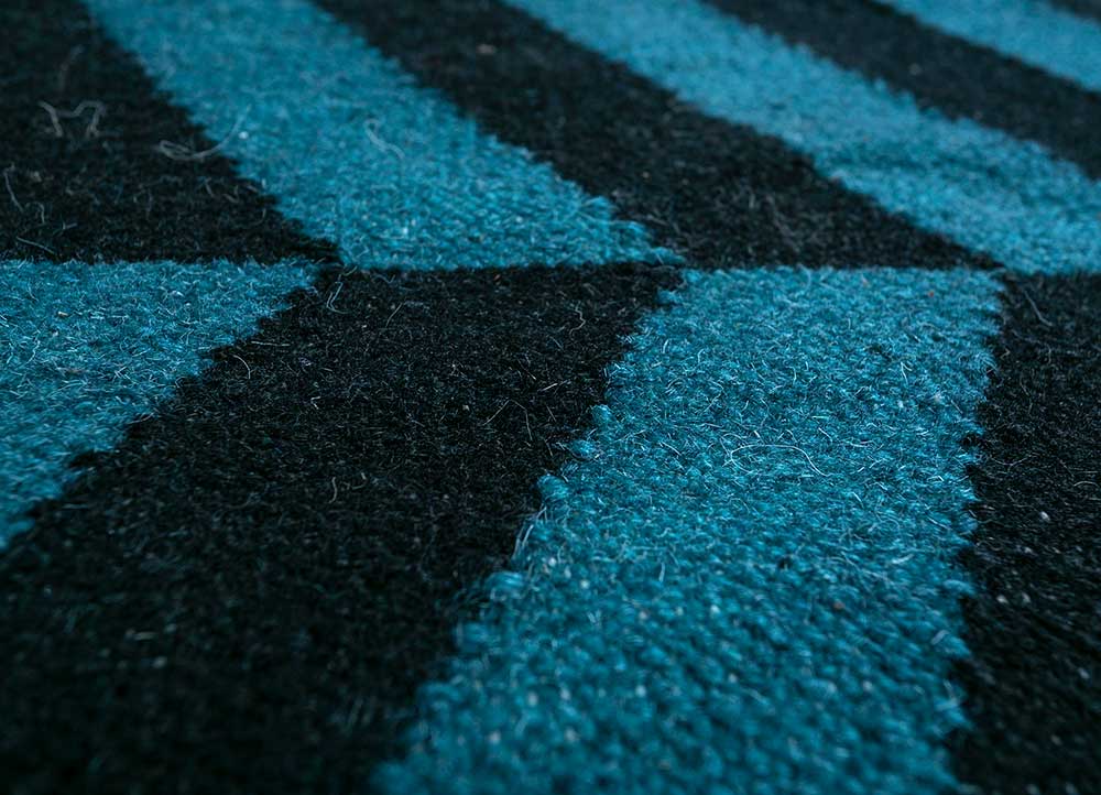 indusbar blue wool Flat Weaves Rug - CloseUp