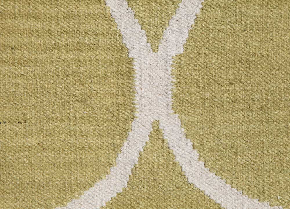 indusbar green wool Flat Weaves Rug - CloseUp