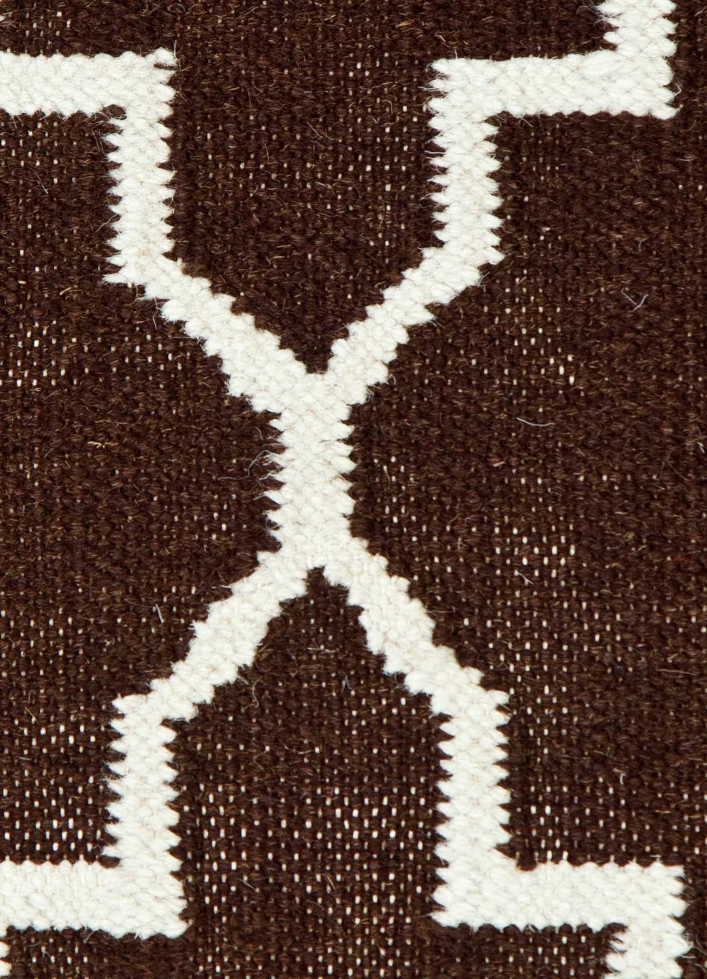 indusbar beige and brown wool Flat Weaves Rug - CloseUp