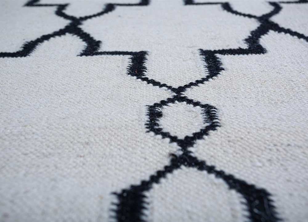 indusbar grey and black wool Flat Weaves Rug - CloseUp