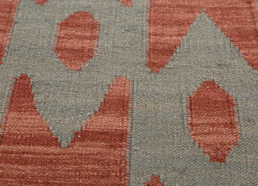 aprezo green wool Flat Weaves Rug - CloseUp