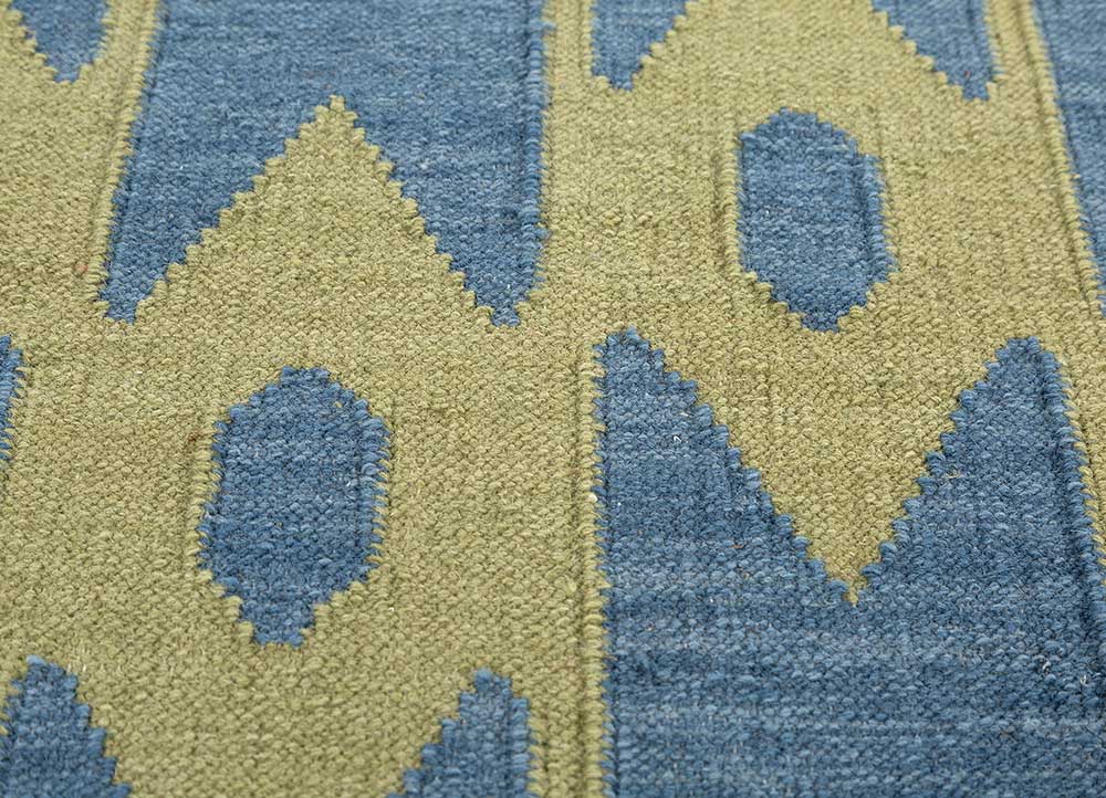 aprezo green wool Flat Weaves Rug - CloseUp