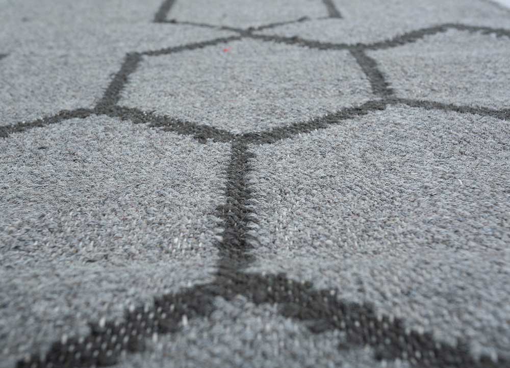 indusbar grey and black wool Flat Weaves Rug - CloseUp