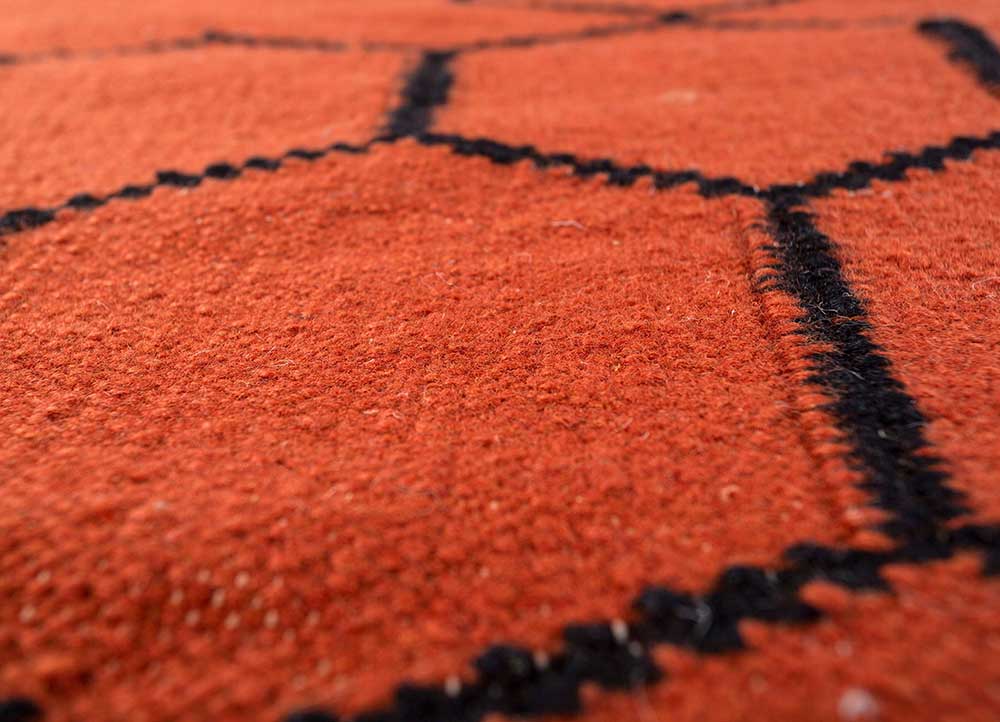 indusbar red and orange wool Flat Weaves Rug - CloseUp