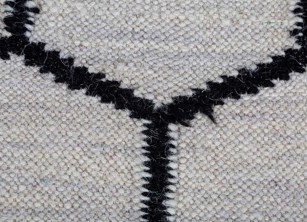 indusbar grey and black wool Flat Weaves Rug - CloseUp