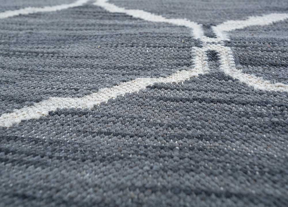 indusbar grey and black wool Flat Weaves Rug - CloseUp