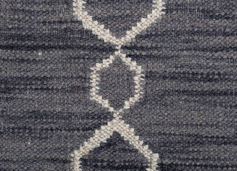 indusbar grey and black wool Flat Weaves Rug - CloseUp