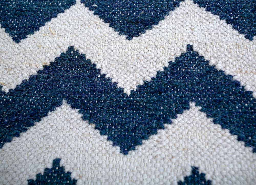 indusbar blue wool Flat Weaves Rug - CloseUp