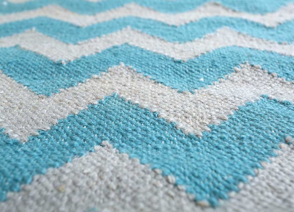 indusbar blue wool Flat Weaves Rug - CloseUp