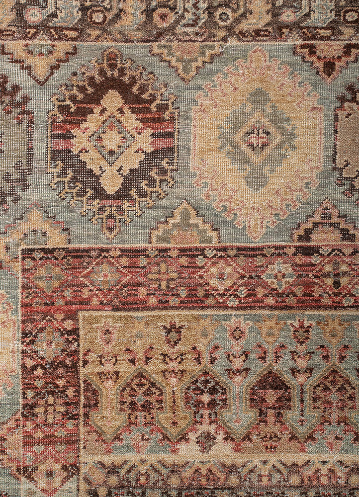 someplace in time blue afghan wool Hand Knotted Rug - CloseUp someplace in time blue afghan wool Hand Knotted Rug - CloseUp