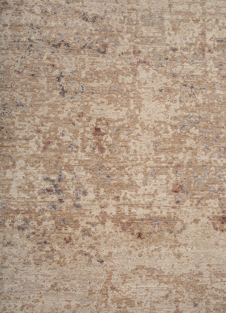 someplace in time beige and brown wool Hand Knotted Rug - CloseUp