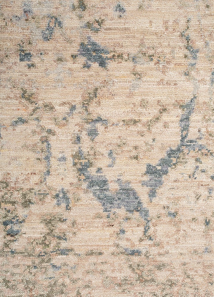someplace in time beige and brown wool Hand Knotted Rug - CloseUp